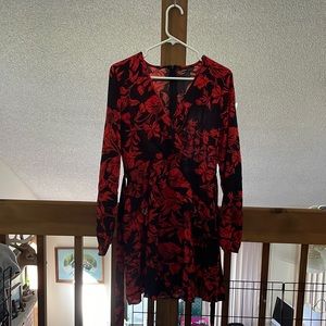 Floral pattern ruffled mini dress